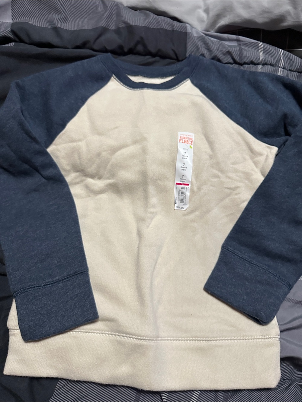 Boys Navy and Cream Fleece Raglan Sweater
